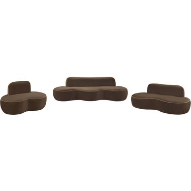 Swerve Velvet Upholstered Living Room Set In Brown