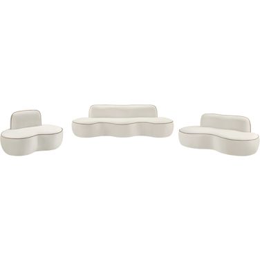 Swerve Velvet Upholstered Living Room Set In Cream