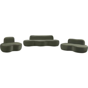 Swerve Velvet Upholstered Living Room Set In Green
