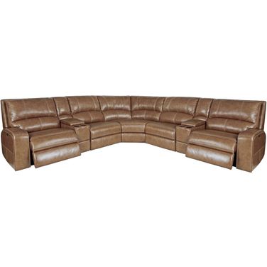 Swift 7 Piece Modular Power Reclining Sectional with Power Adjustable Headrests In Brown
