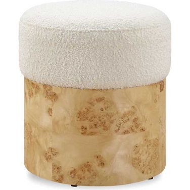 Swirls Poplar Ottoman In Ivory