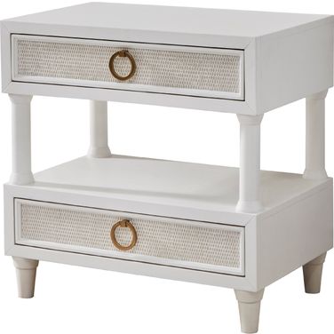 Switchgrass 2 Drawer with Open Shelf Nightstand In White