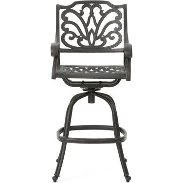 Swivel Barstool with Basket-Weave Seat ,Scrolling Arms and Clawfoot Legs In Copper - Set of 2