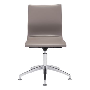 Swivel Faux Leather Conference Office Chair In Taupe and Silver