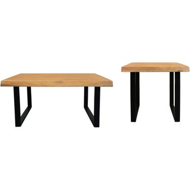Sycamore Solid Wood Live Edge Occasional Table Set In Natural