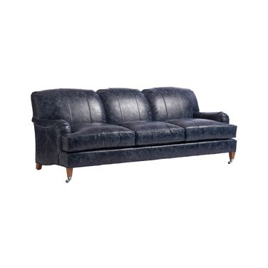 Sydney Leather Sofa with Pewter Caster