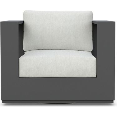 Sydney Swivel Club Chair with Cushion In Arctic and Charcoal