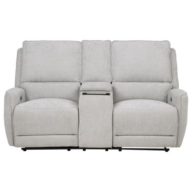 Sylmar Chenille Upholstered Power Reclining Loveseat In Dove Grey
