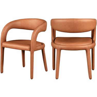 Sylvester Vegan Leather Dining Chair In Cognac