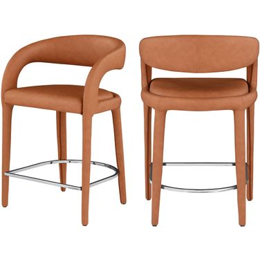 Sylvester Vegan Leather Stool In Cognac