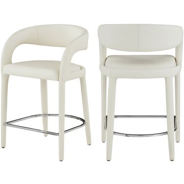 Sylvester Vegan Leather Stool In Cream