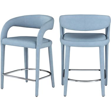 Sylvester Vegan Leather Stool In Light Blue