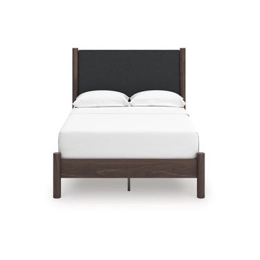 Symarro Full Upholstered Panel Platform Bed In Brown