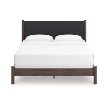 Symarro King Upholstered Panel Bed In Brown