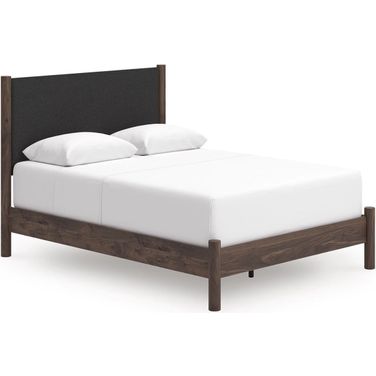Symarro Queen Upholstered Panel Bed In Brown
