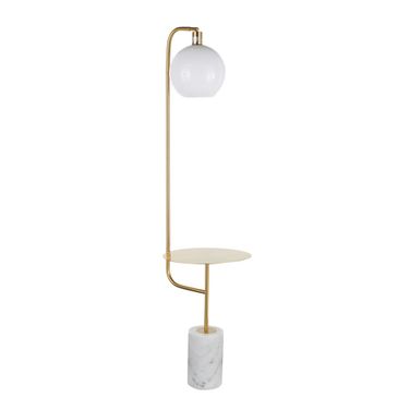 Symbol Floor Lamp with Side Table In White