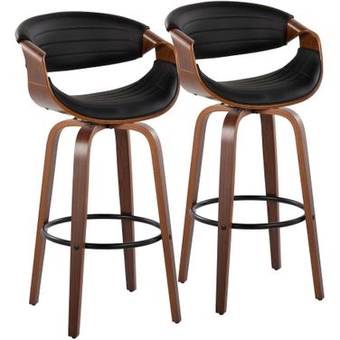 Symphony 30 Inch Fixed Height Barstool Set of 2 In Black Walnut