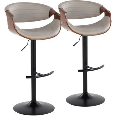 Symphony Adjustable Barstool Set of 2 In Light Gray