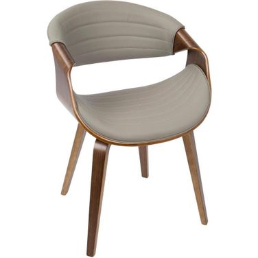 Symphony Mid-Century Modern Dining/Accent Chair In Walnut Wood And Grey Faux Leather