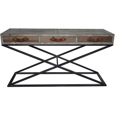 Syracuse Fin 3 Drawer Console Table In Brown
