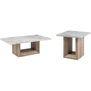 T02 Occasional Table Set In Natural and White