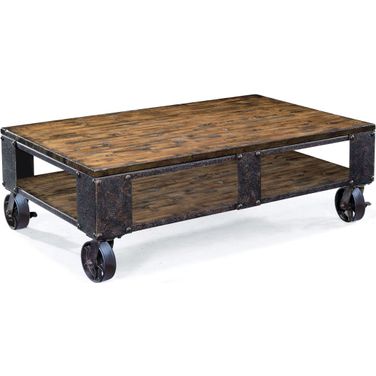 Pinebrook Rectangular Cocktail Table with 2 braking casters