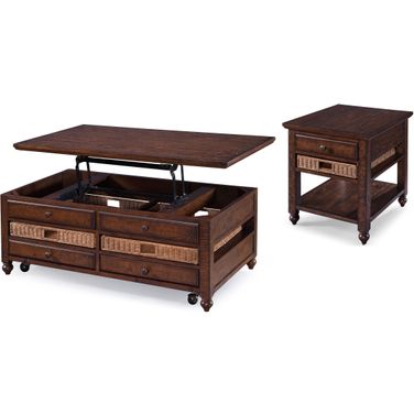 Cottage Lane Coffee Wood Occasional Table Set