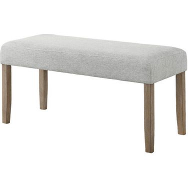 Tabitha Dining Bench In Light Gray Fabric and Light Oak