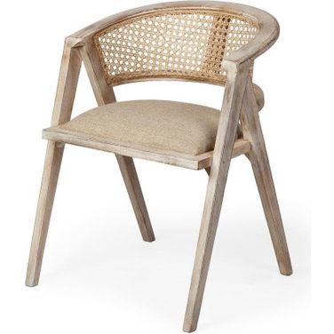 Tabitha I Blonde Wooden Frame 100% Polyester Seat Dining Chair