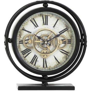 Table Top Gear Clock In Matte Black