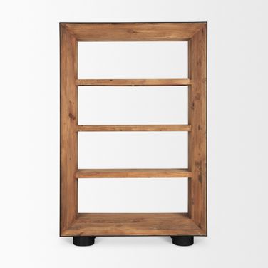 Tabor Natural Wood with Oak Frame Bookcase In Brown