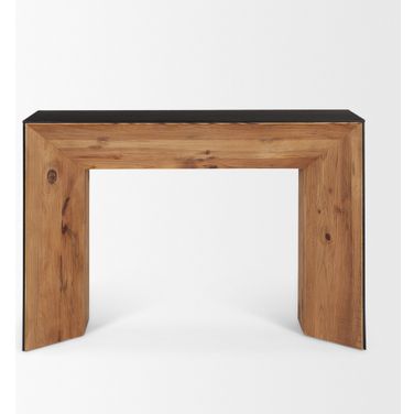 Tabor Natural Wood with Oak Waterfall Console Table In Black