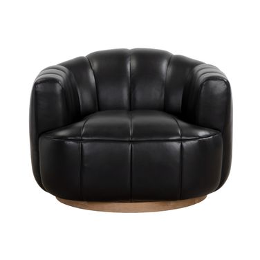 Tadeo Swivel Armchair In Rustic Oak and Vintage Black Night