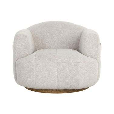 Tadeo Swivel Armchair In Warm Brown and Dove Cream