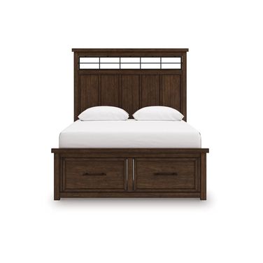 Taffenbrook Queen Panel Storage Bed In Medium Brown