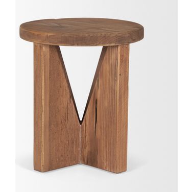 Tahlia Round Wood with Angled Legs Stool In Brown