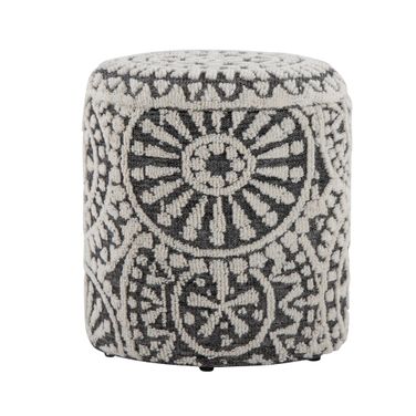 Tahoe 18 Inch Mosaic Ottoman In Black and Ivory
