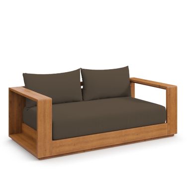 Tahoe Acacia Wood Outdoor Patio Acacia Wood Loveseat In Natural and Cocoa