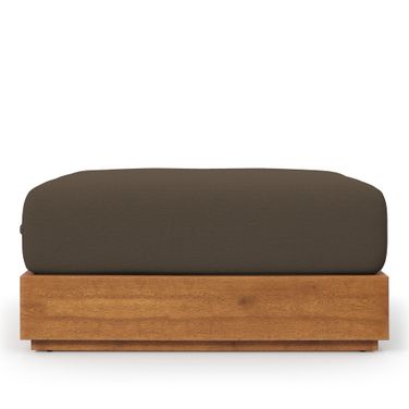 Tahoe Outdoor Patio Acacia Wood Ottoman In Natural and Cocoa