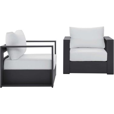 Tahoe Outdoor Patio Powder-Coated Aluminum 2-Piece Armchair Set In Grey