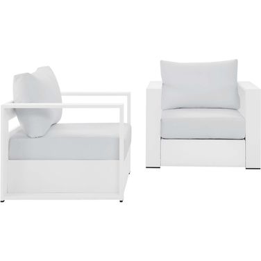 Tahoe Outdoor Patio Powder-Coated Aluminum 2-Piece Armchair Set In White
