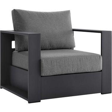 Tahoe Outdoor Patio Powder-Coated Aluminum Arm Chair In Gray Charcoal