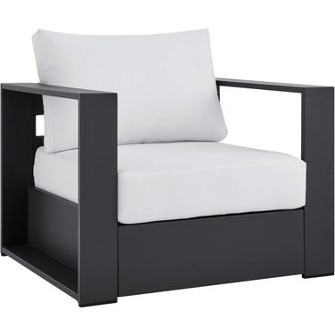 Tahoe Outdoor Patio Powder-Coated Aluminum Arm Chair In White And Grey