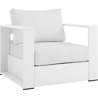 Tahoe Outdoor Patio Powder-Coated Aluminum Arm Chair In White