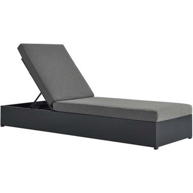 Tahoe Outdoor Patio Powder Coated Aluminum Chaise Lounge Chair In Gray and Charcoal