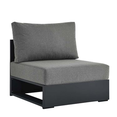 Tahoe Outdoor Patio Powder Coated Aluminum Modular Armless Chair In Gray and Charcoal