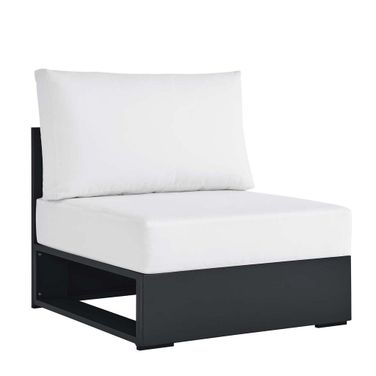 Tahoe Outdoor Patio Powder Coated Aluminum Modular Armless Chair In Gray and White