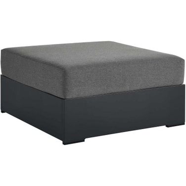 Tahoe Outdoor Patio Powder Coated Aluminum Ottoman In Gray and Charcoal