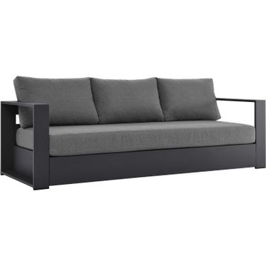 Tahoe Outdoor Patio Powder-Coated Aluminum Sofa In Gray Charcoal