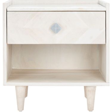 Tahseen Parquet Nightstand In Washed White